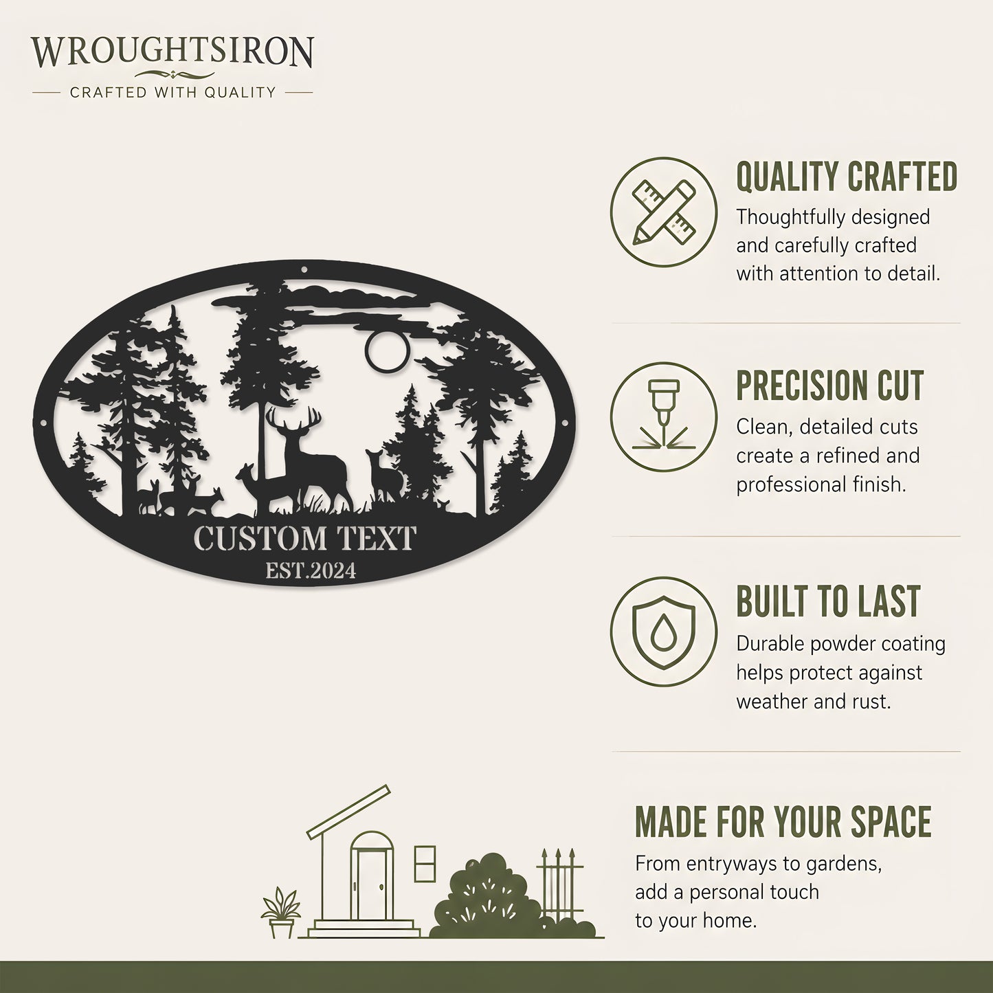 Personalized Oval Deer Metal Cabin Sign