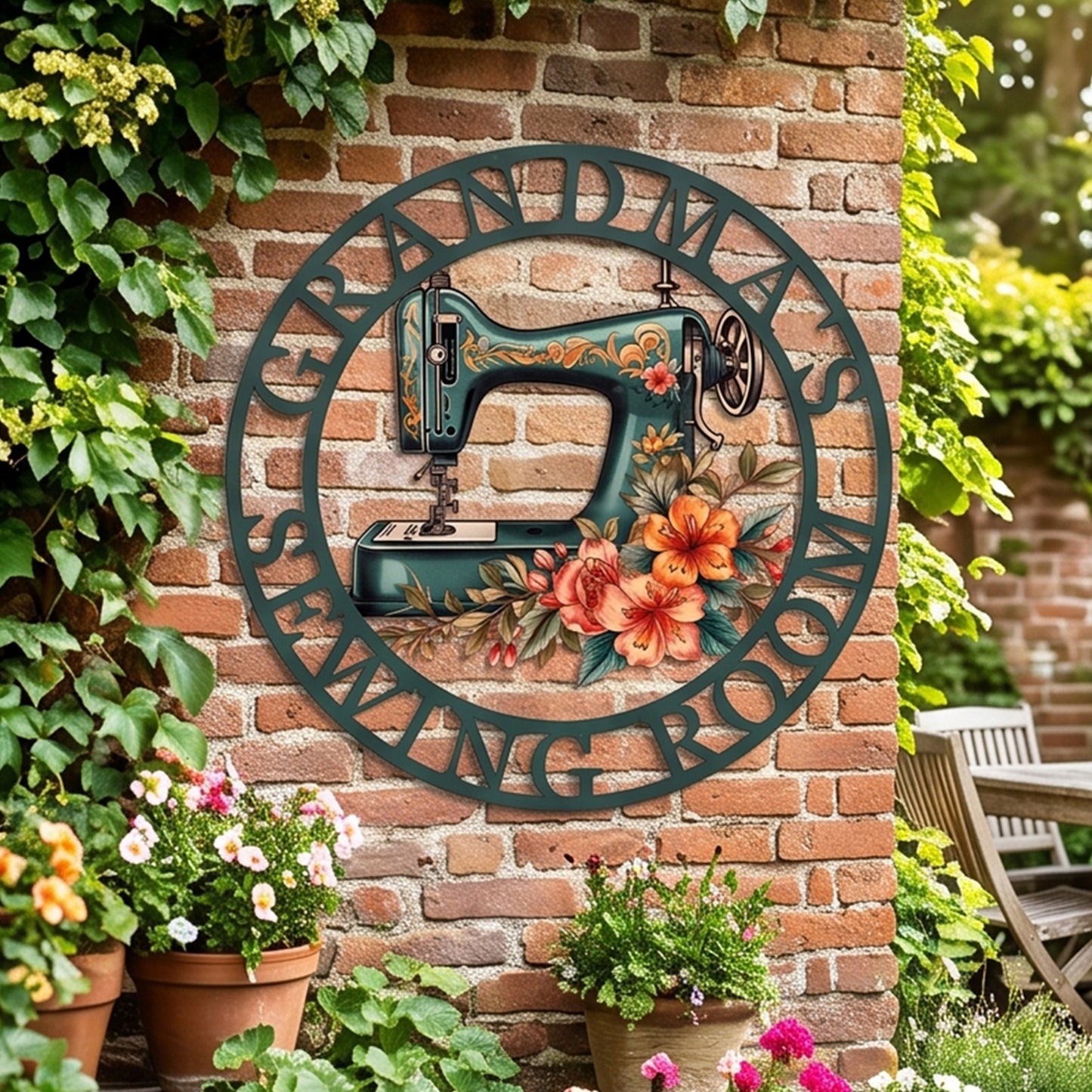 Custom Name Painted Metal Sewing Room Sign