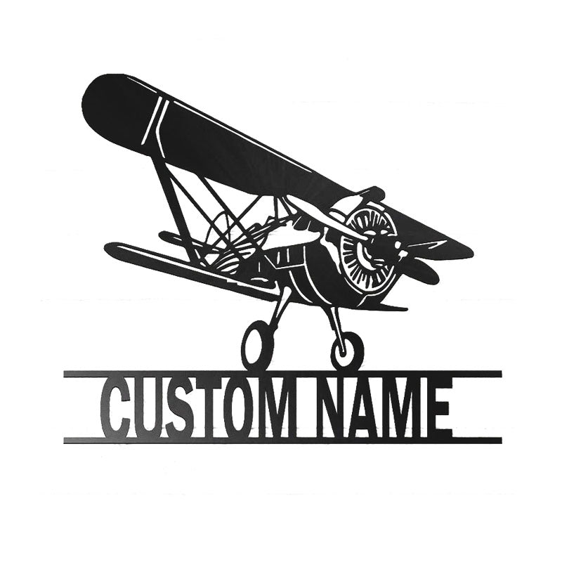 Personalized Biplane Fighter Metal Sign