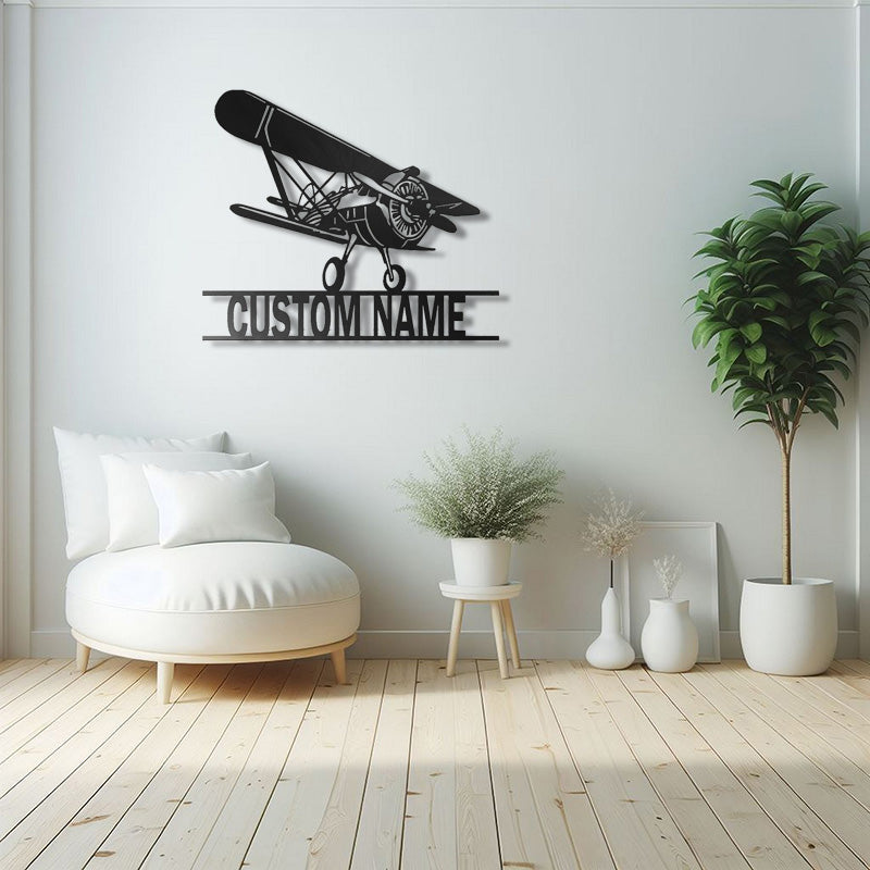 Personalized Biplane Fighter Metal Sign