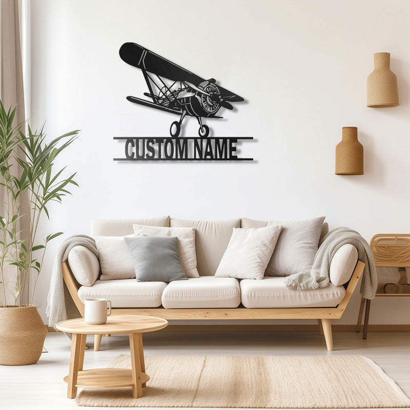 Personalized Biplane Fighter Metal Sign