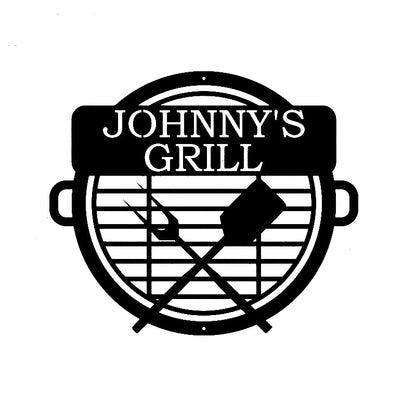 BBQ Grill Monogram Metal Sign