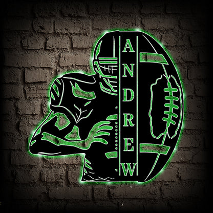 Custom Football Player Metal Sign With LED Lights