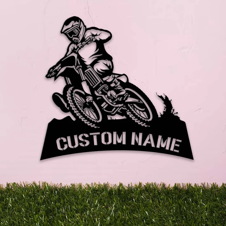 Custom Dirt Bike Metal Sign with Led Light