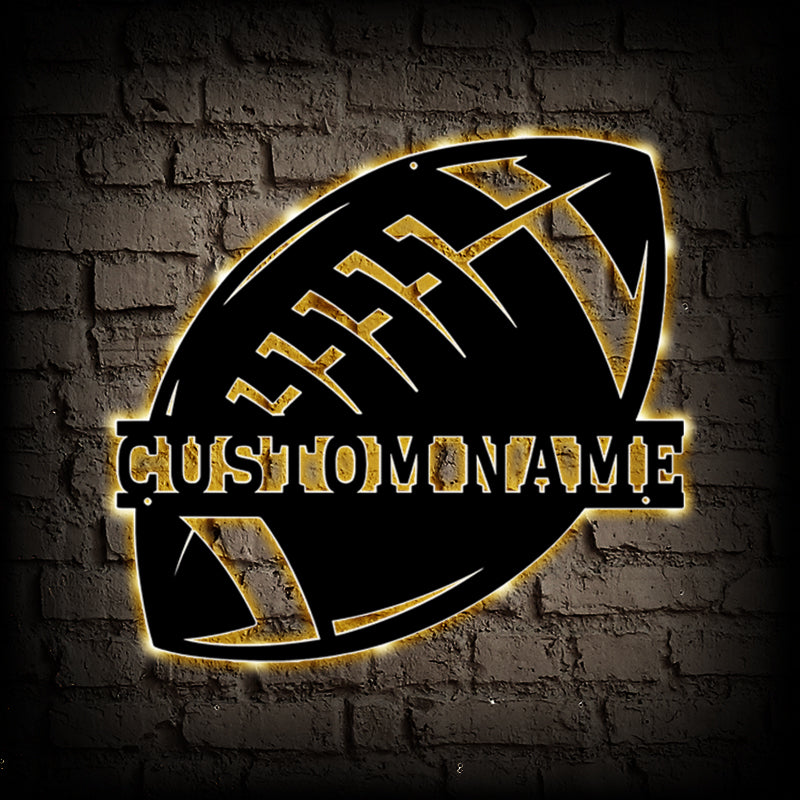 Custom Ball Football Metal Sign With LED Lights