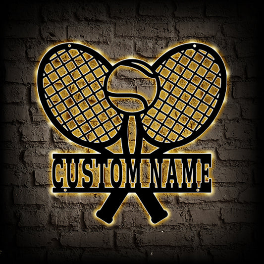 Custom Tennis Metal Sign With LED Lights