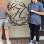 Antler Monogram Letter Metal Sign