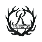Antler Monogram Letter Metal Sign