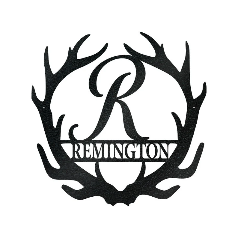 Antler Monogram Letter Metal Sign