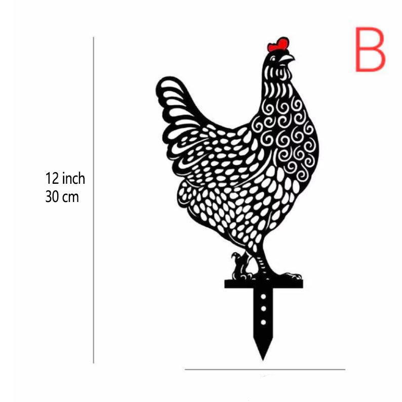 Garden Art-Metal Chicken Stake