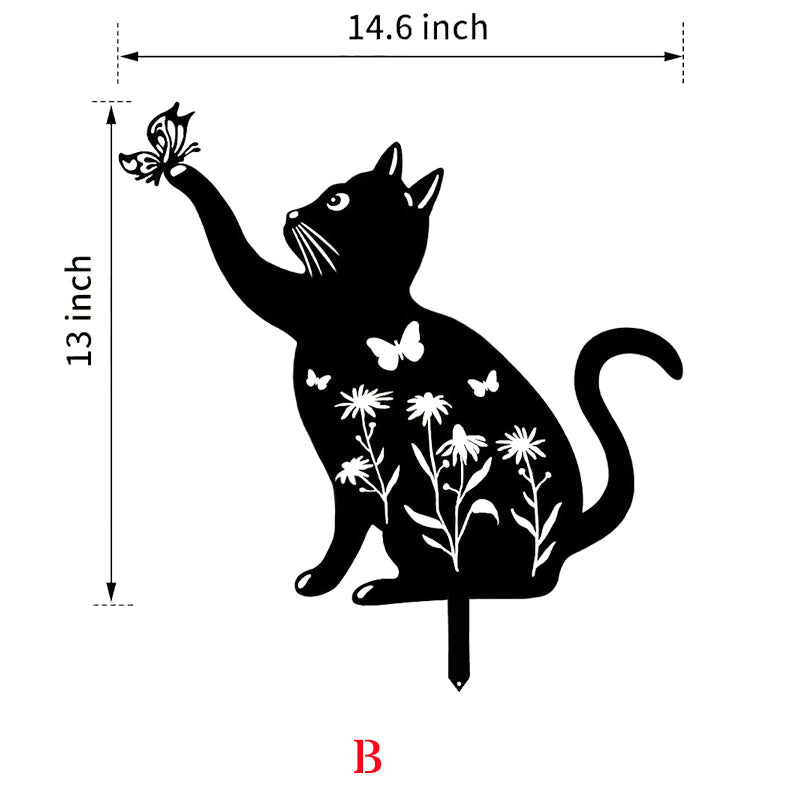Cat Garden Decor Metal Stake