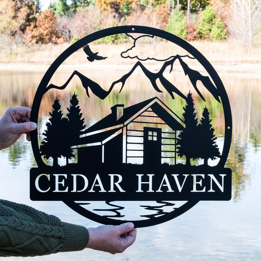 Personalized Cabin Name Metal Sign