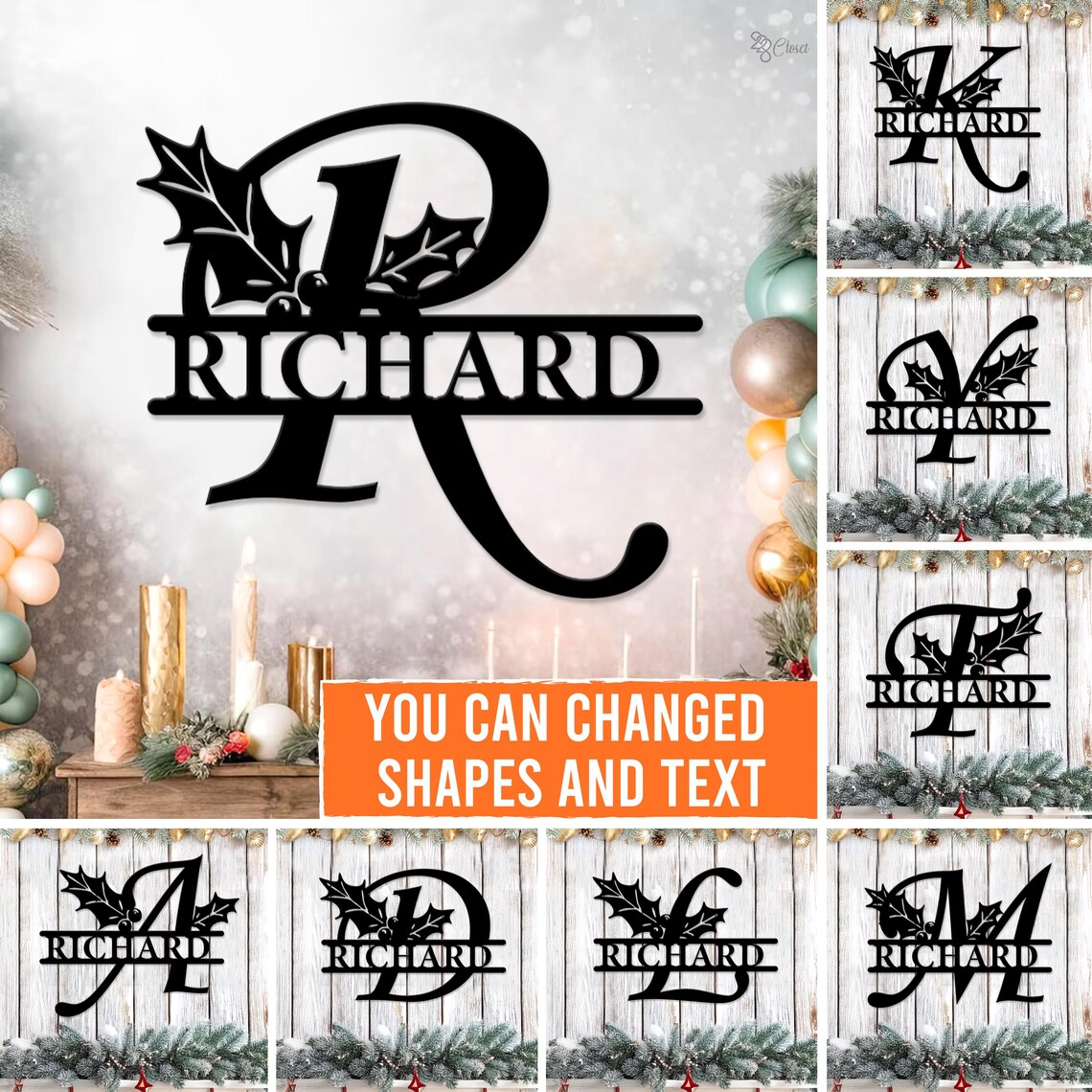 Custom Christmas Name Metal Sign