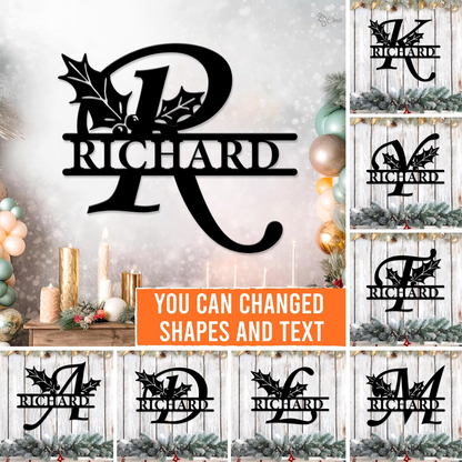 Custom Christmas Name Metal Sign