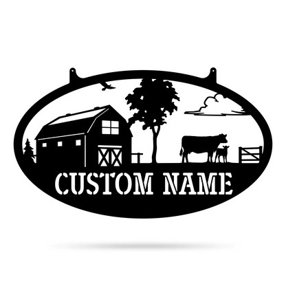 Custom Name Cow Farm Metal Sign