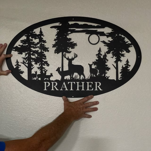 Custom Oval Deer Metal Cabin Sign