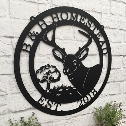 Custom Deer Cabin Metal Decor