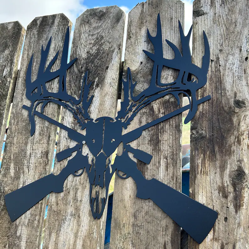 Deer Skull Metal Sign