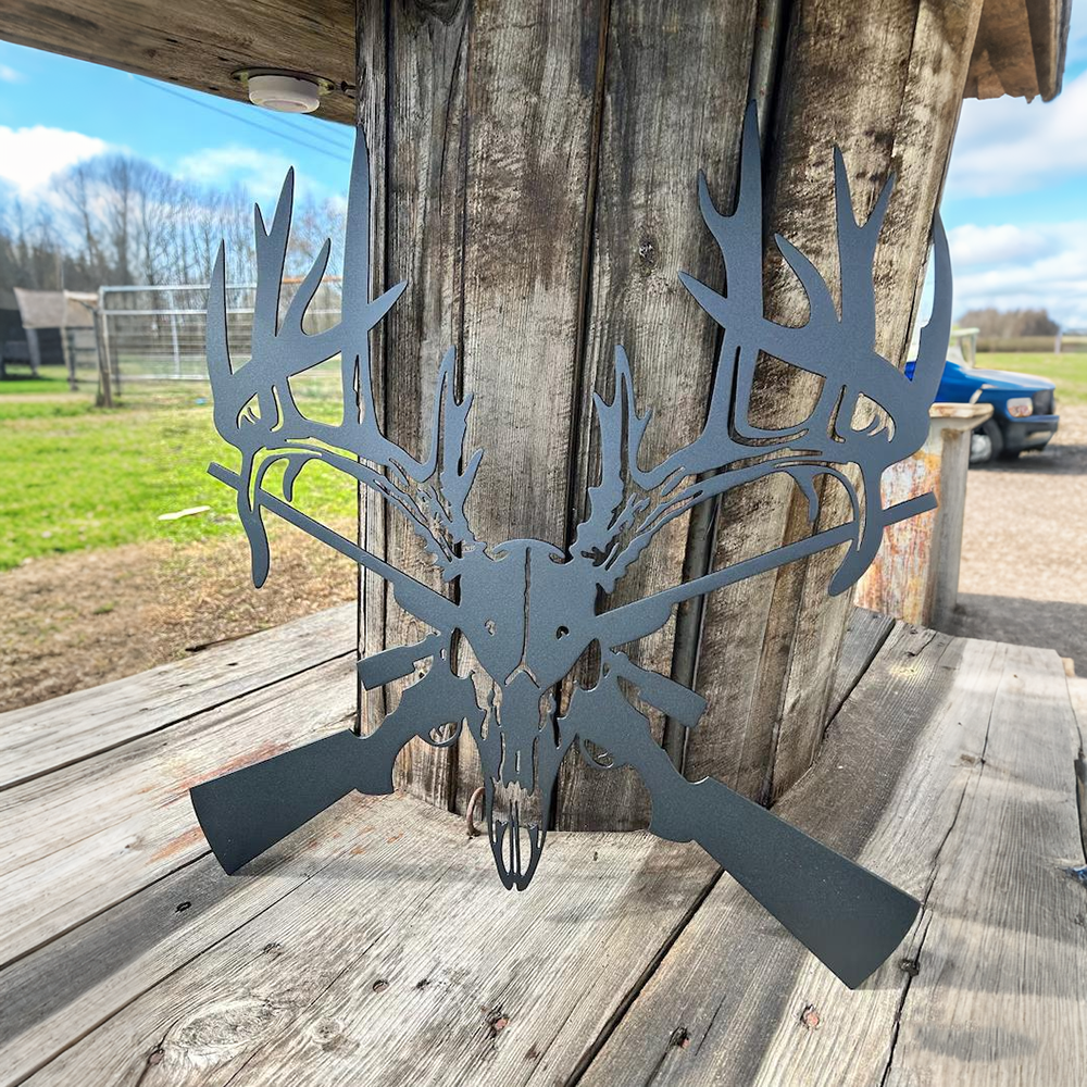 Deer Skull Metal Sign
