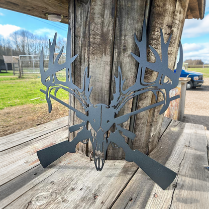 Deer Skull Metal Sign