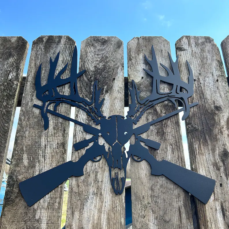 Deer Skull Metal Sign