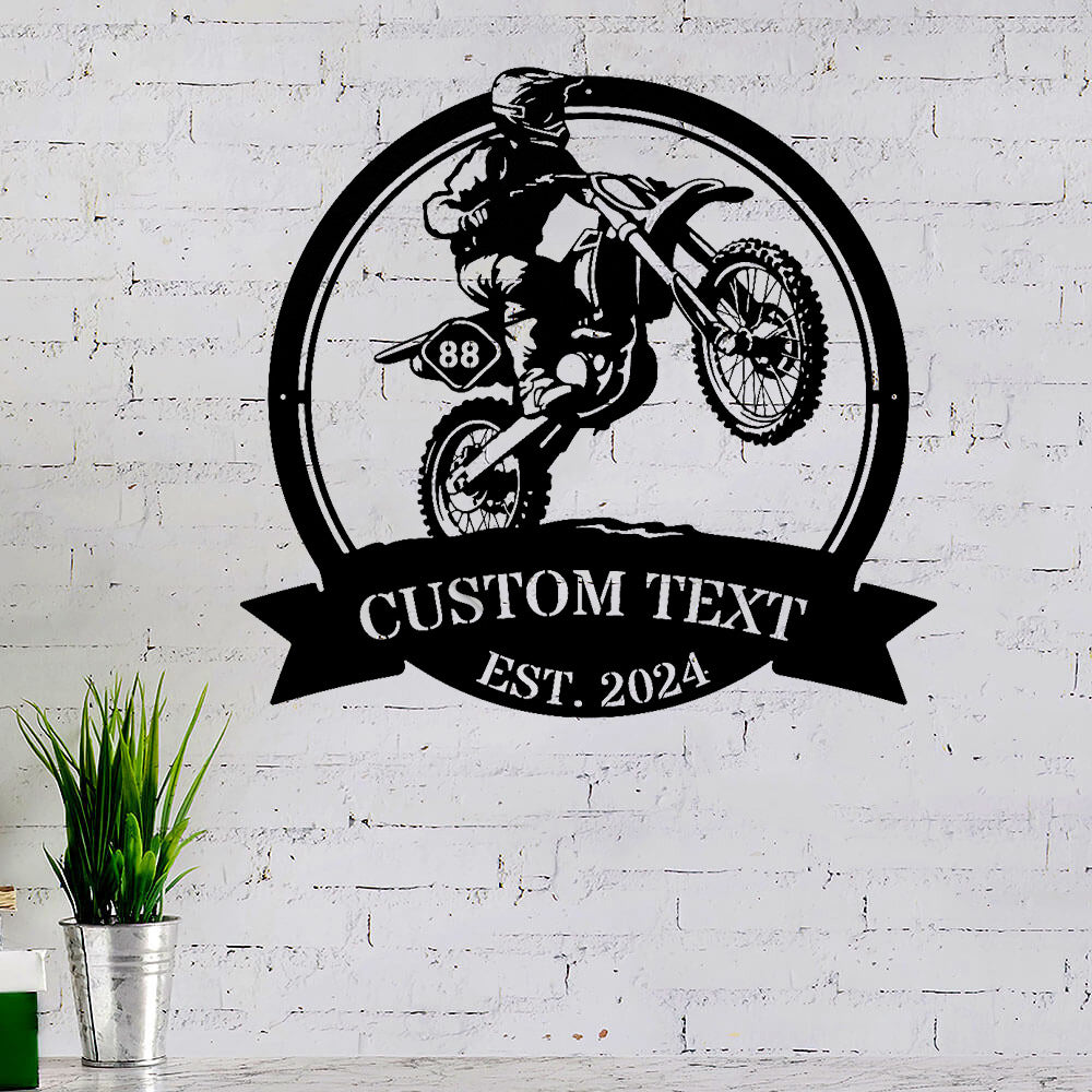 Custom Dirt Bike Motocross Metal Sign With LED Lights