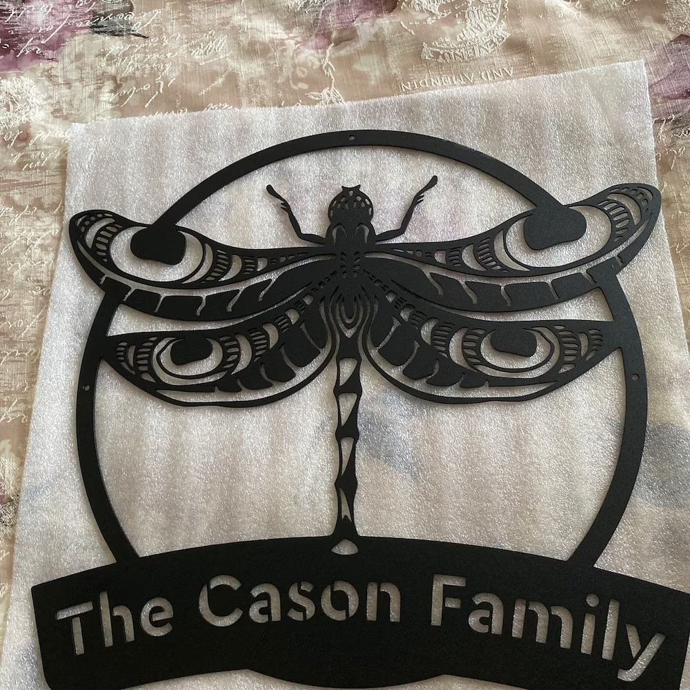 Dragonfly Monogram Metal Art