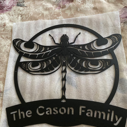 Dragonfly Monogram Metal Art