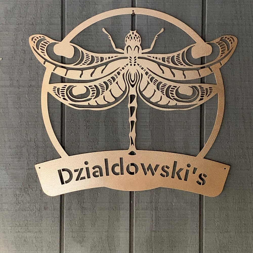 Dragonfly Monogram Metal Art
