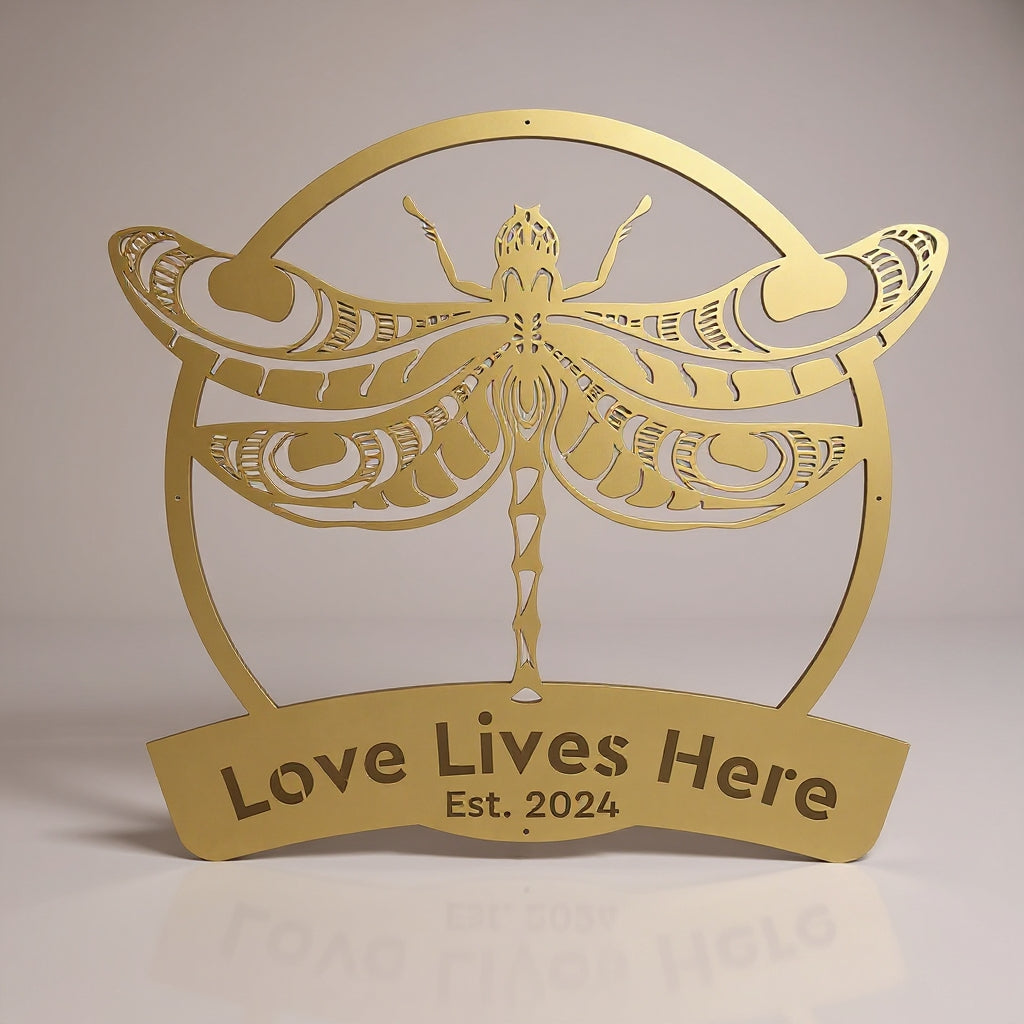 Dragonfly Monogram Metal Wall Decor