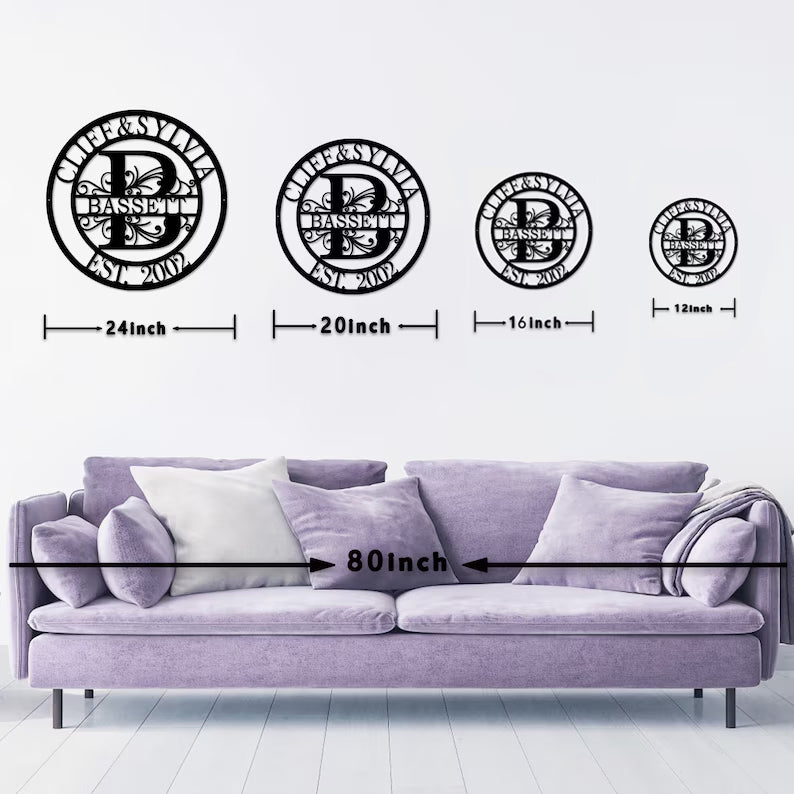 Family Name Metal Sign Design Size