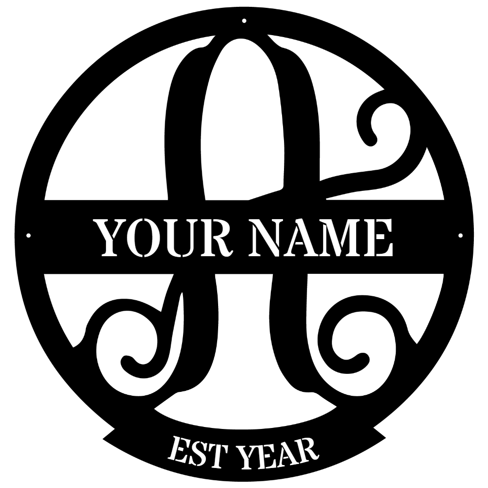 Family Name Monogram Metal Sign A