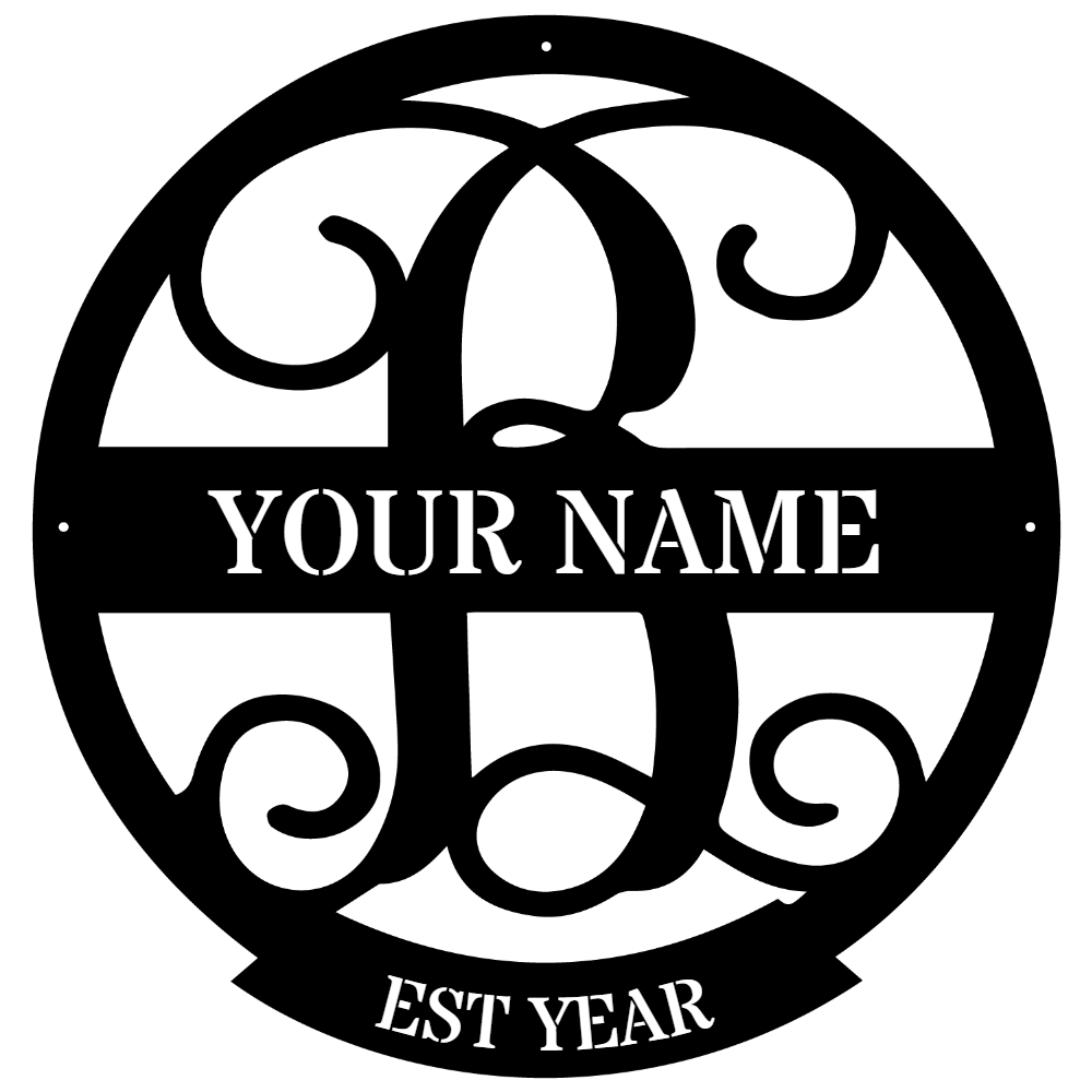 Family Name Monogram Metal Sign B