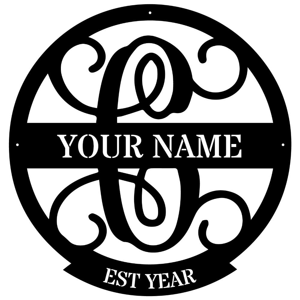 Family Name Monogram Metal Sign C