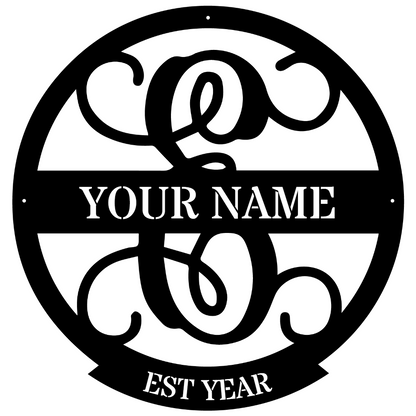 Family Name Monogram Metal Sign E