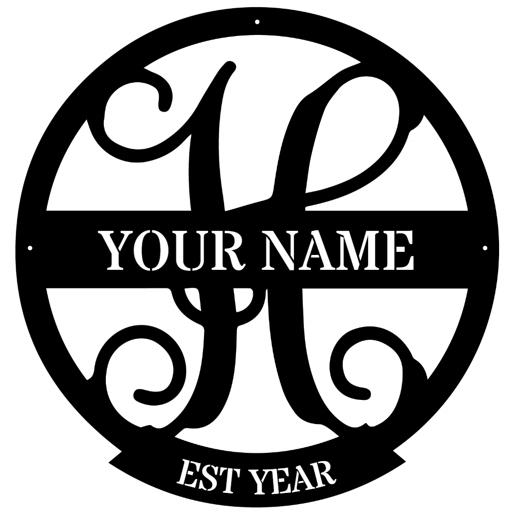 Family Name Monogram Metal Sign H