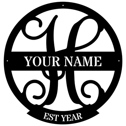 Family Name Monogram Metal Sign H