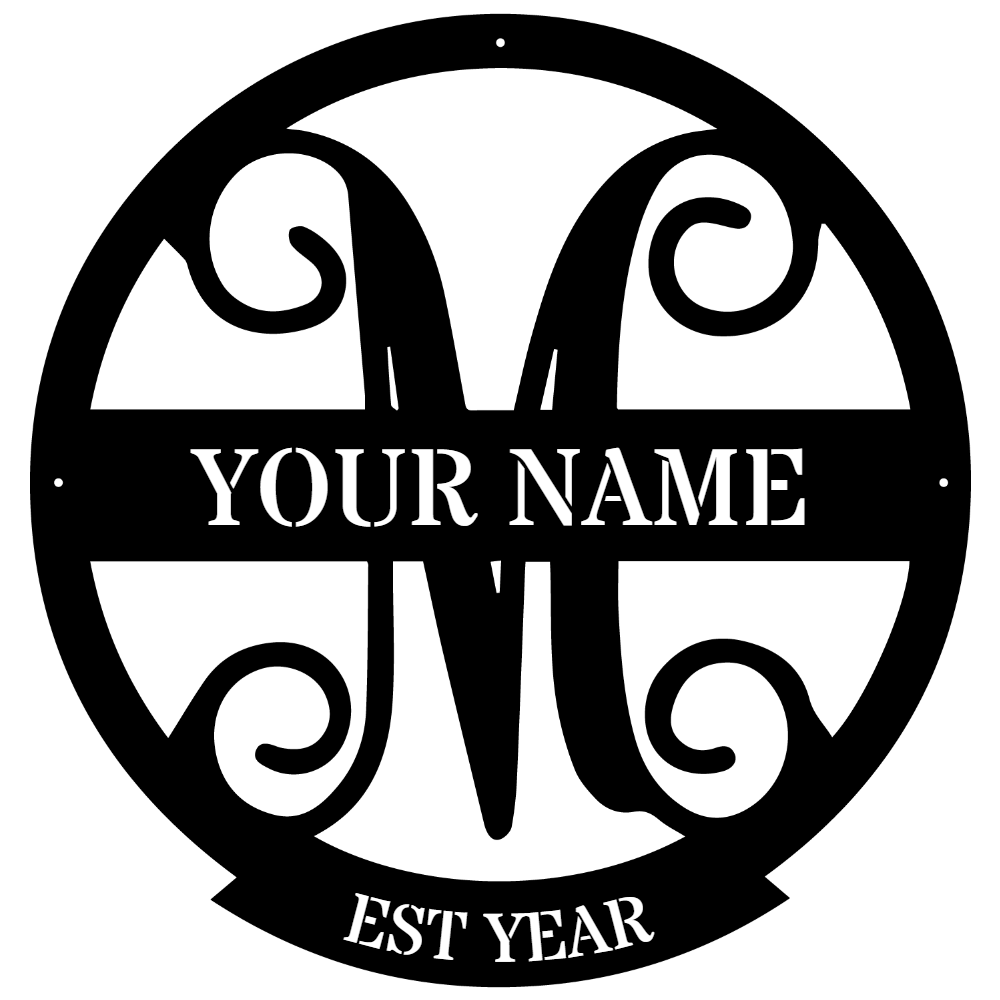 Family Name Monogram Metal Sign M