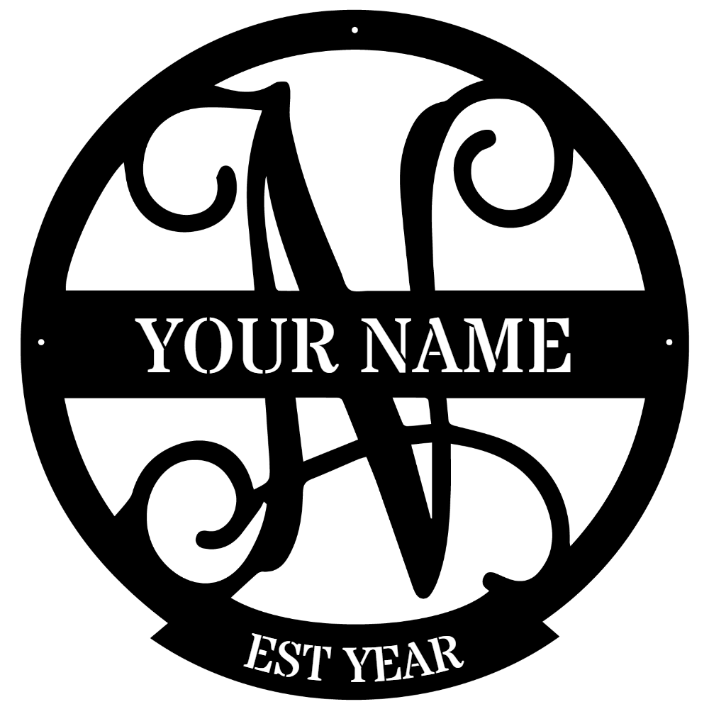 Family Name Monogram Metal Sign N