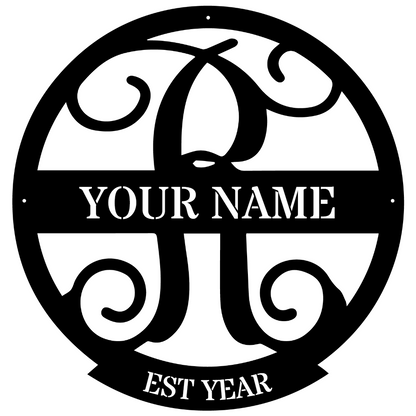 Family Name Monogram Metal Sign R