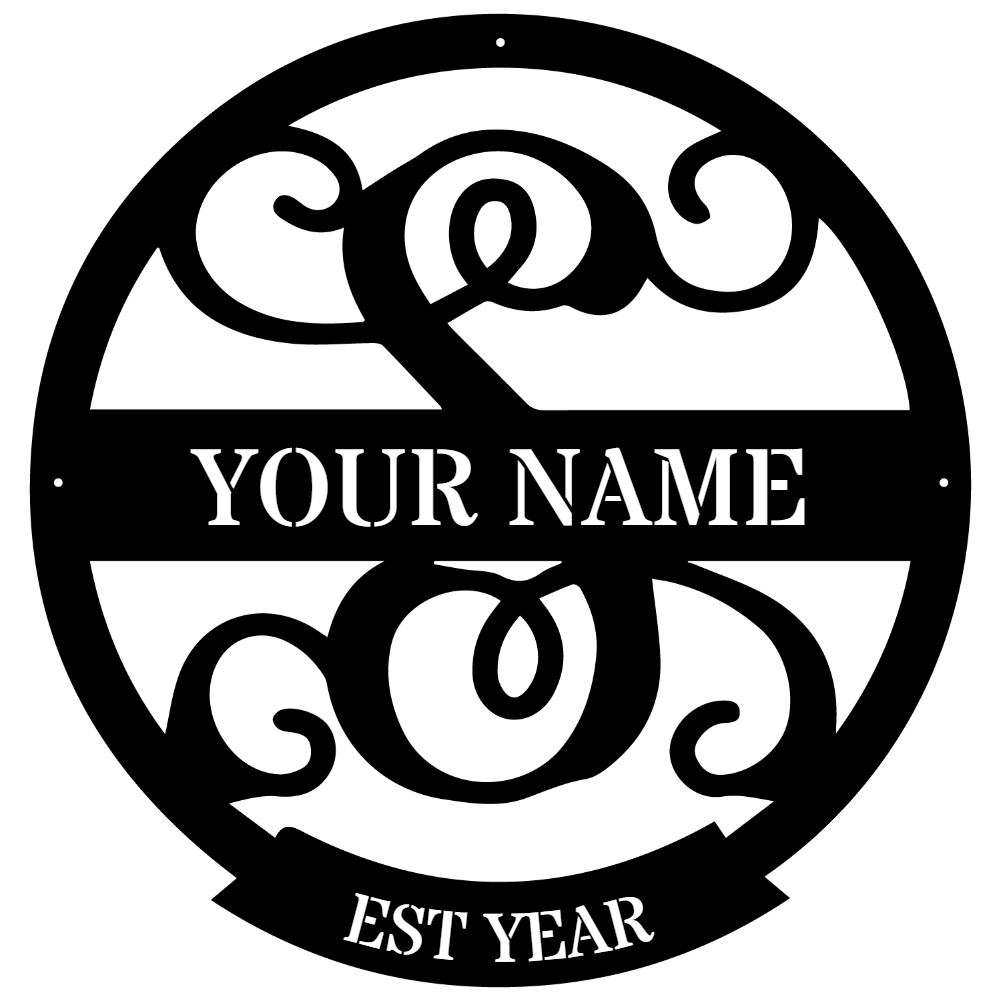 Family Name Monogram Metal Sign S