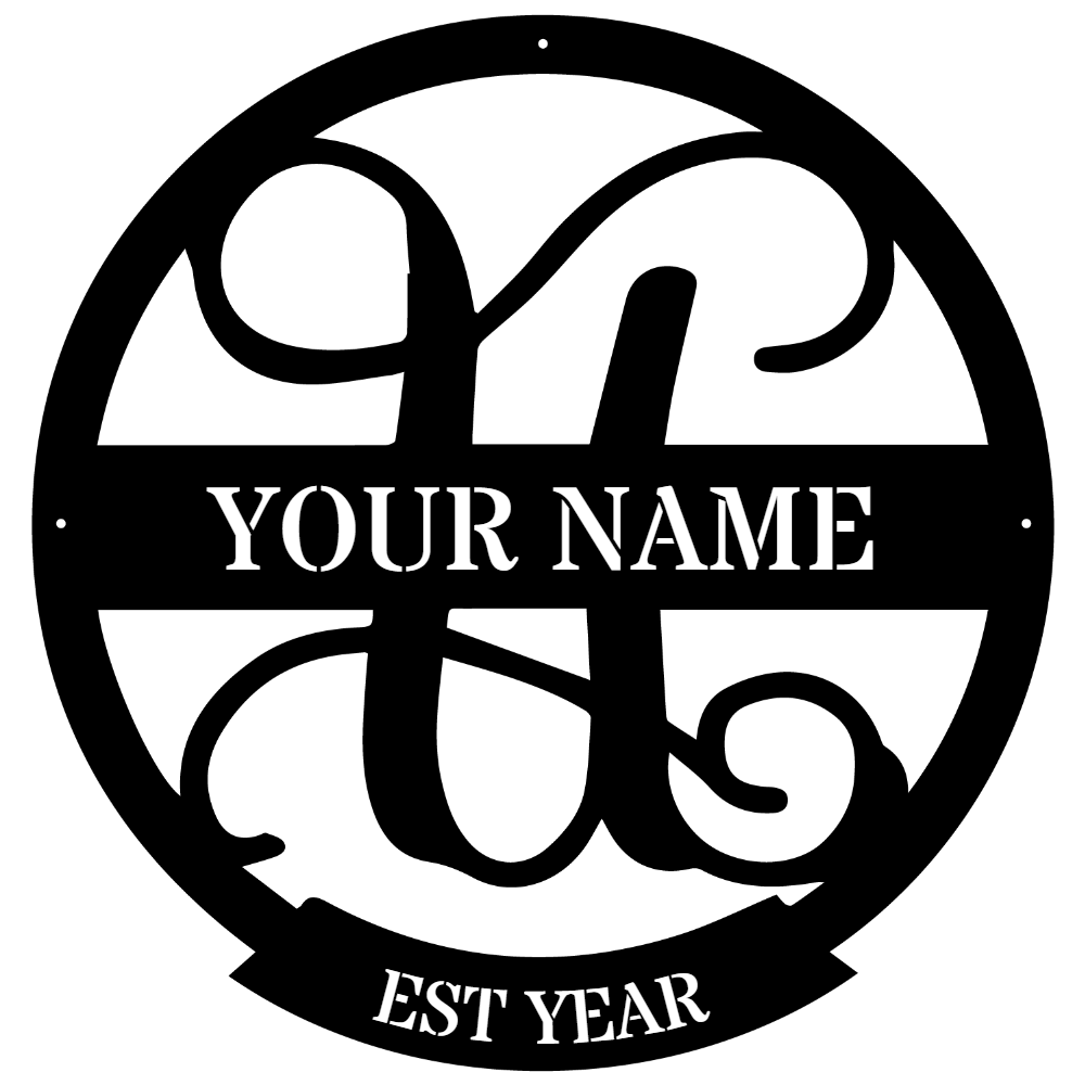 Family Name Monogram Metal Sign U