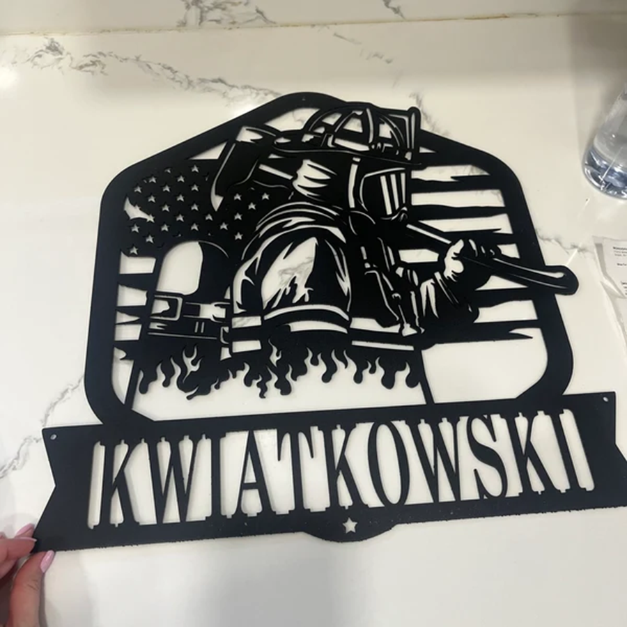 Personalized Firefighter Metal Sign