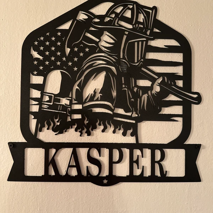Personalized Firefighter Metal Sign