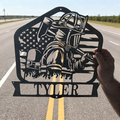 Personalized Firefighter Metal Sign