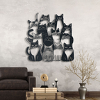 Funny Cats Metal Wall Art-Whimsical Feline Decor
