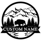 Great Outdoors Monogram Metal Sign bison