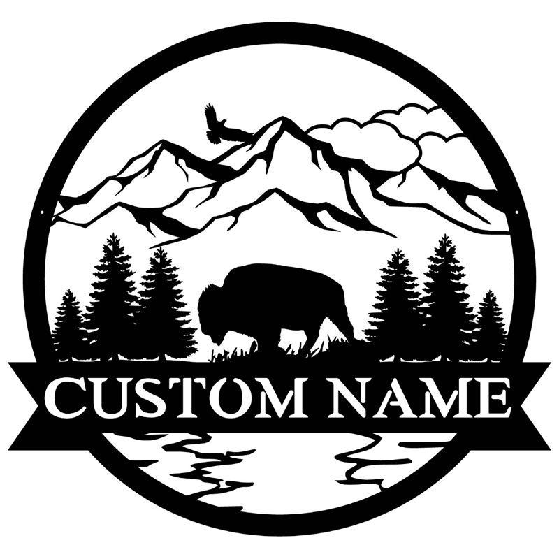 Great Outdoors Monogram Metal Sign bison