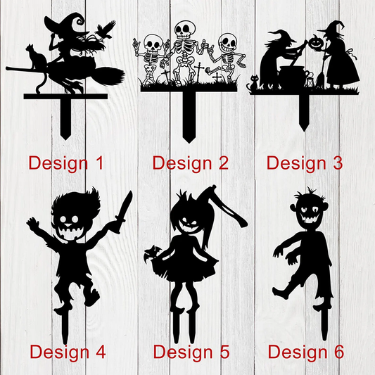 Witch Skeleton Zombie Kids Halloween Metal Decor