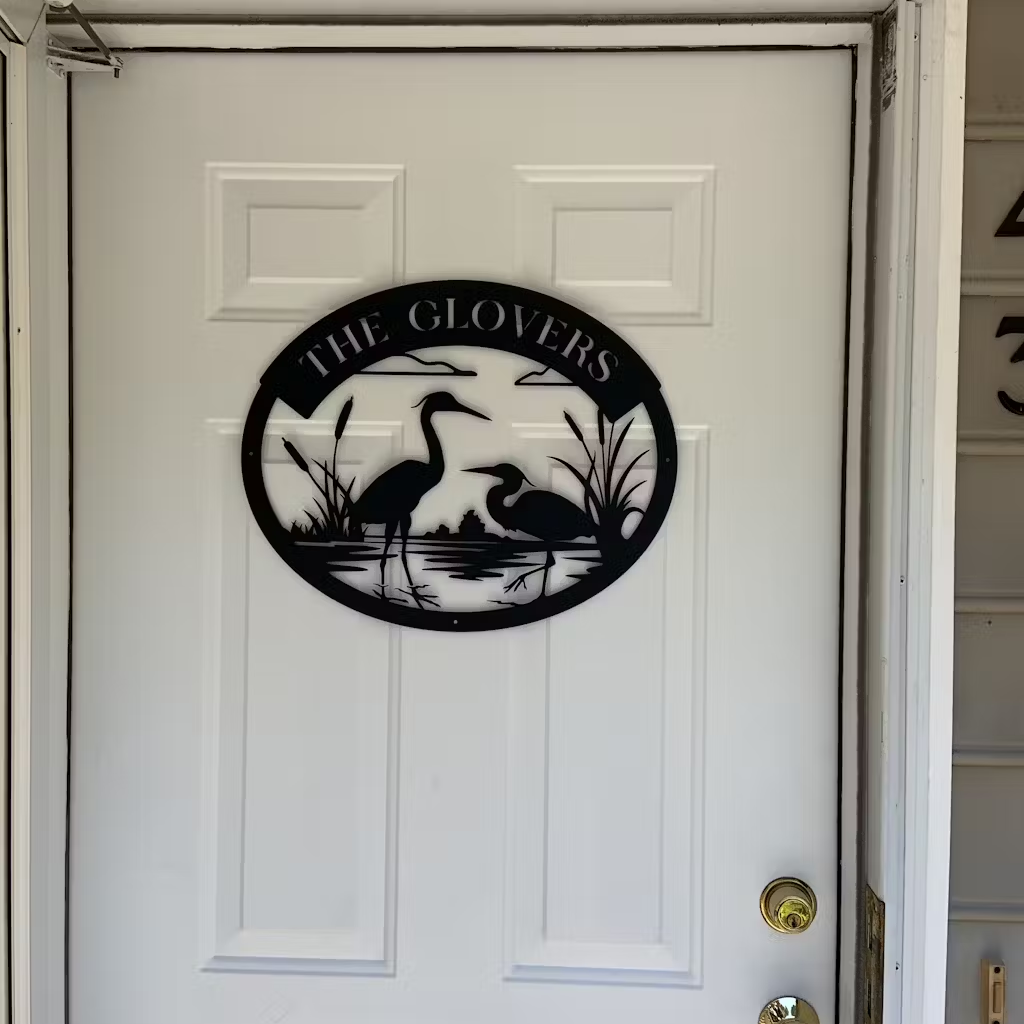 Custom Herons Monogram Metal Sign